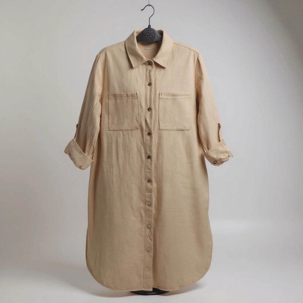 Magaschoni Organic Cotton Shirt Dress Roll-Up Sleeves M